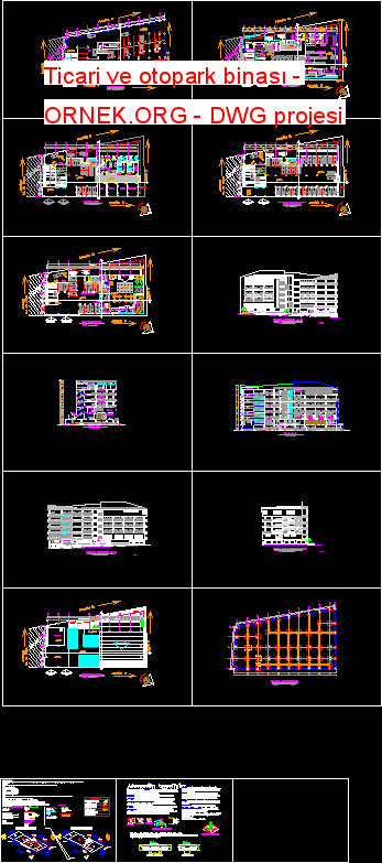 Ticari ve otopark binası Autocad Çizimi