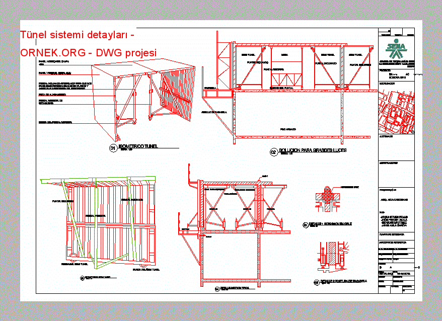 Tünel sistemi detayları Autocad Çizimi