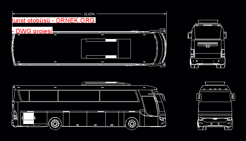 turist otobüsü Autocad Çizimi