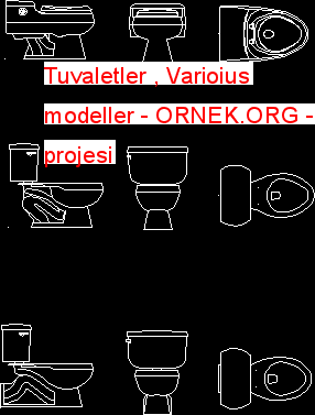 Tuvaletler , Varioius modeller Autocad Çizimi