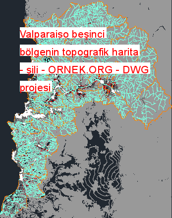 Valparaiso beşinci bölgenin topografik harita - şili Autocad Çizimi