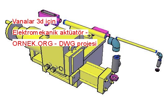 Vanalar 3d için Elektromekanik aktüatör Autocad Çizimi