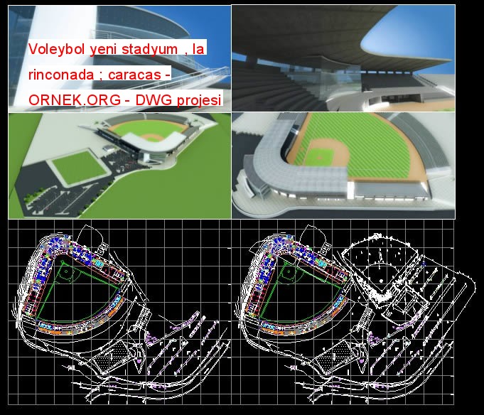 Voleybol yeni stadyum , la rinconada ; caracas Autocad Çizimi