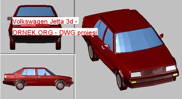 Volkswagen Jetta 3d Autocad Çizimi