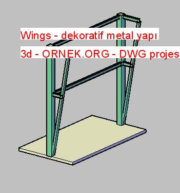 Wings - dekoratif metal yapı 3d Autocad Çizimi