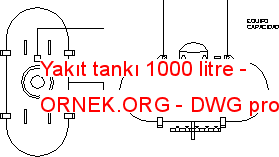 Yakıt tankı 1000 litre Autocad Çizimi