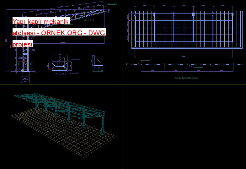 Yapı kaplı mekanik atölyesi Autocad Çizimi