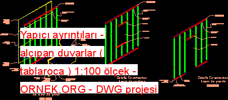 Yapıcı ayrıntıları - alçıpan duvarlar ( tablaroca ) 1:100 ölçek