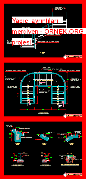 Yapıcı ayrıntıları - merdiven Autocad Çizimi