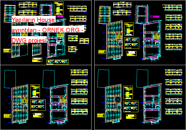 Yapıların House ayrıntıları Autocad Çizimi