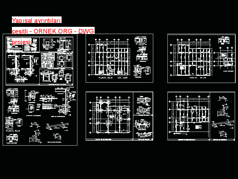 Yapısal ayrıntıları çeşitli Autocad Çizimi