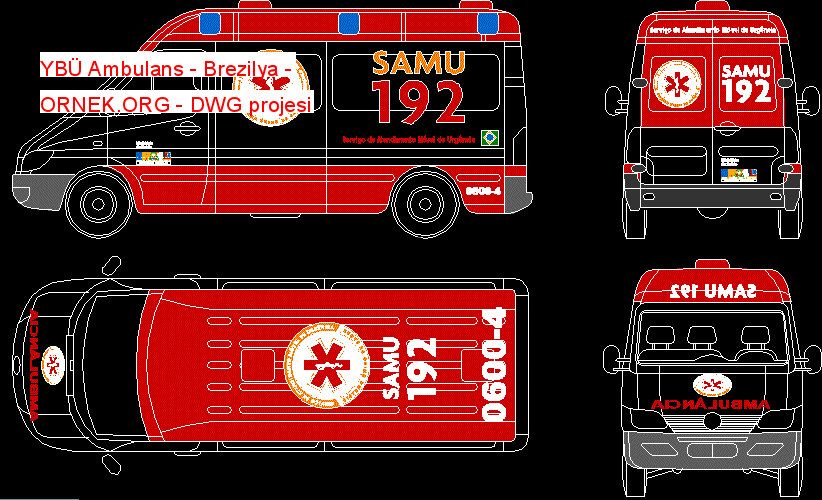 YBÜ Ambulans - Brezilya Autocad Çizimi