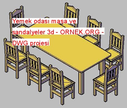 Yemek odası masa ve sandalyeler 3d