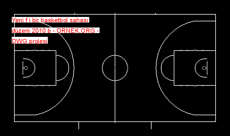 Yeni f i bir basketbol sahası düzeni 2010 b Autocad Çizimi