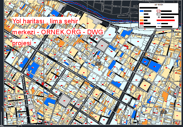 Yol haritası , lima şehir merkezi Autocad Çizimi