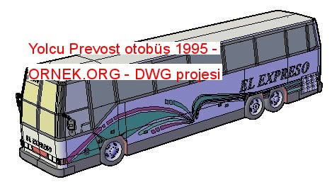 Yolcu Prevost otobüs 1995 Autocad Çizimi
