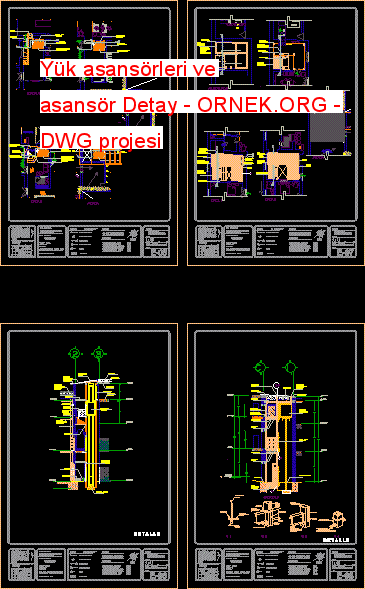 Yük asansörleri ve asansör Detay Autocad Çizimi