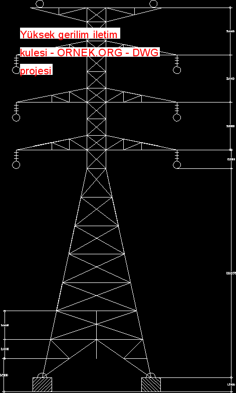 Yüksek gerilim iletim kulesi Autocad Çizimi