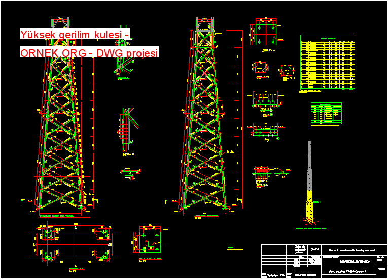 Yüksek gerilim kulesi Autocad Çizimi