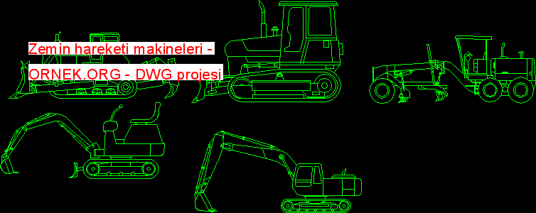 Zemin hareketi makineleri Autocad Çizimi