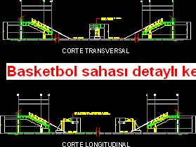 Basketbol sahası detaylı kesitleri Autocad Çizimi