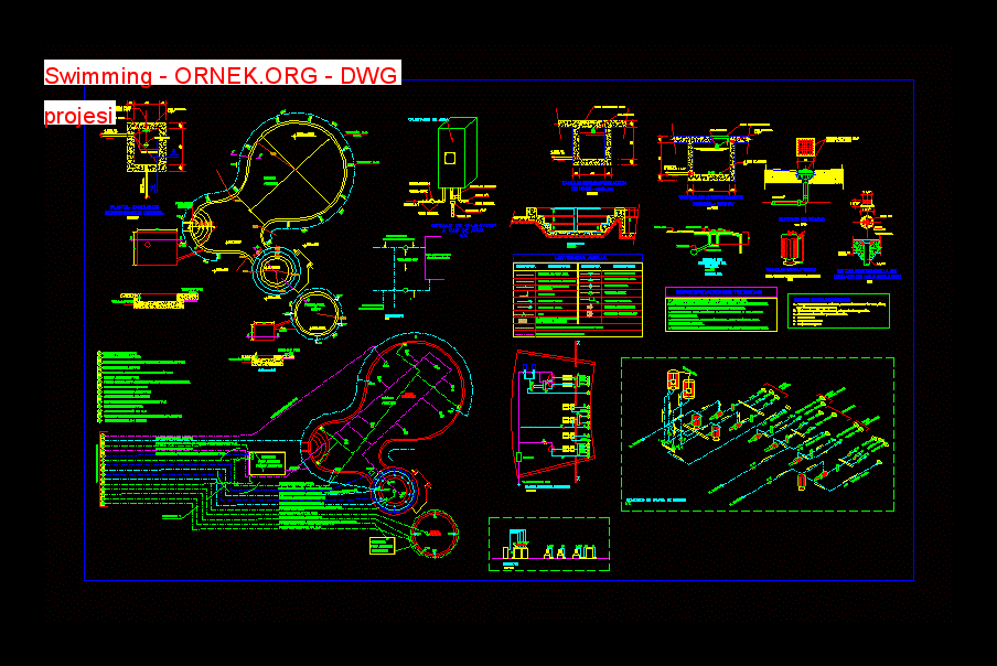 Proje Sitesi Yarı Olimpik Yüzme Havuzu Autocad Projesi
