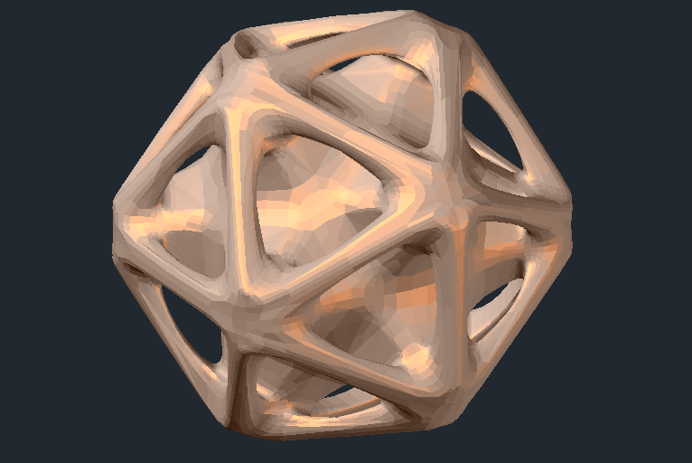 Dodecahedron - delikleri Autocad Çizimi
