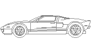 ford GT yan Autocad Çizimi