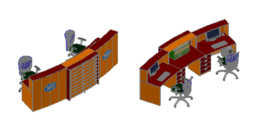 Resepsiyon masası 3D Autocad Çizimi
