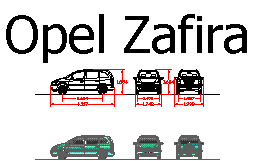 Opel Zafira Autocad Çizimi