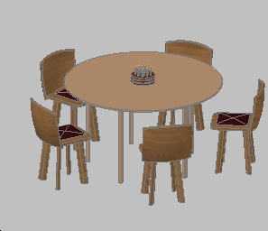 sandalyeler ile masa Autocad Çizimi