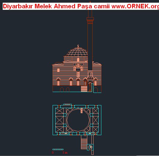 Diyarbakır Melek Ahmed Paşa camii Autocad Çizimi