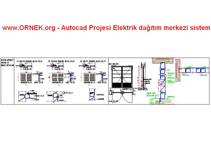 Elektrik dağıtım merkezi sistem ve nokta detayları Autocad Çizimi