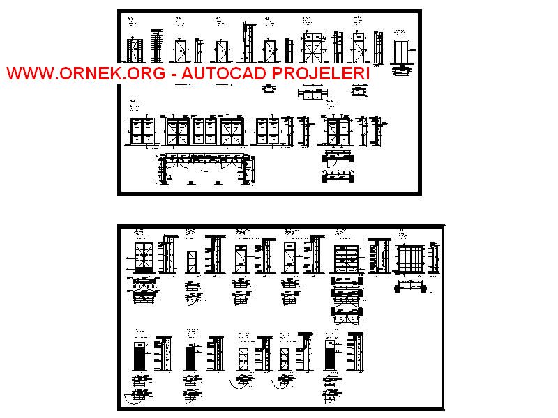 Kapı plan kesit görünüş sistem detayı Autocad Çizimi