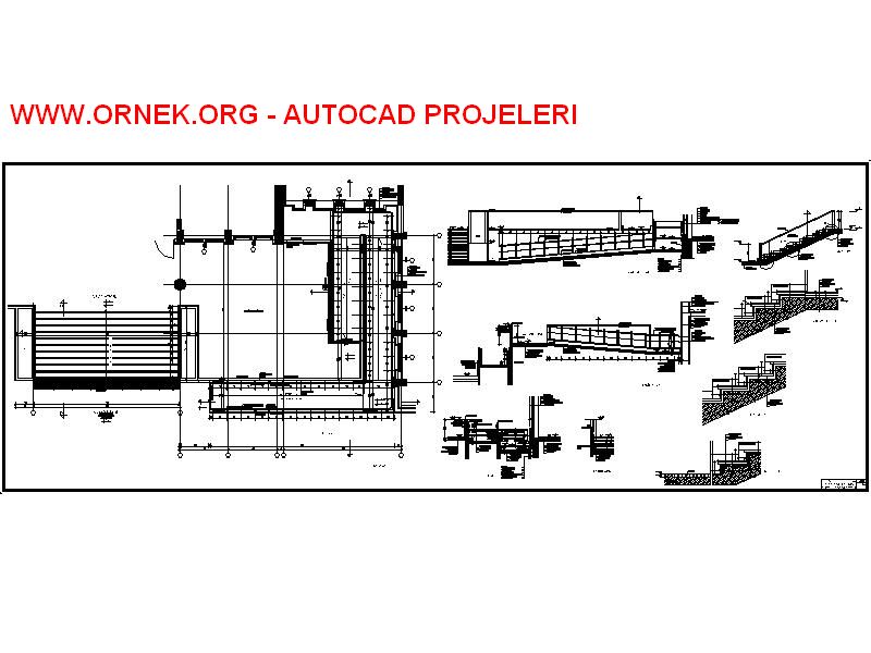 Bina Giriş Merdiveni Sistem Detayı Autocad Çizimi