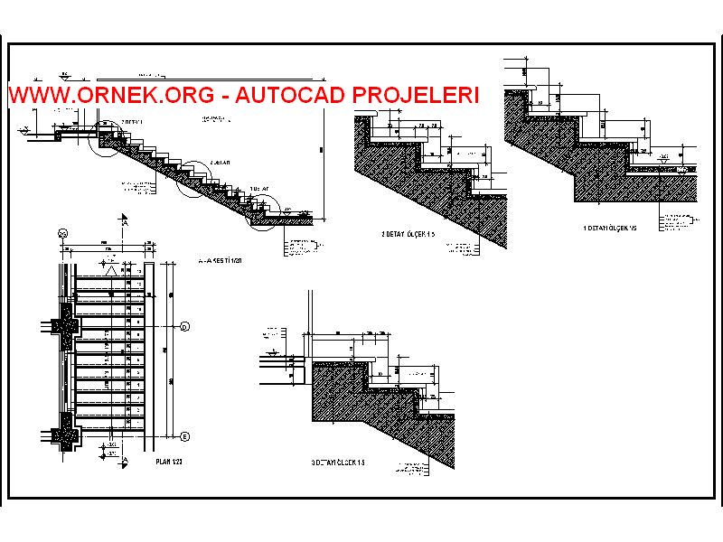 Servis Merdiveni Sistem Detayı Autocad Çizimi