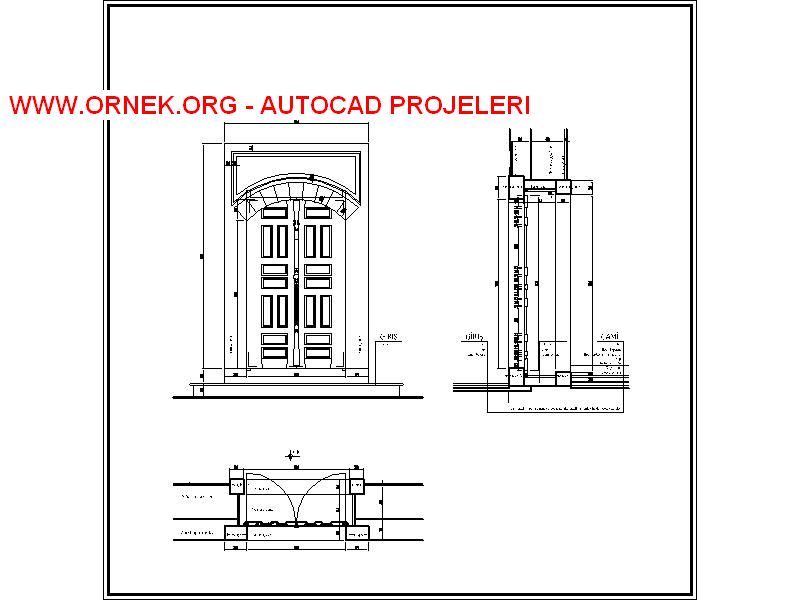 Kündekari kapı detay Autocad Çizimi