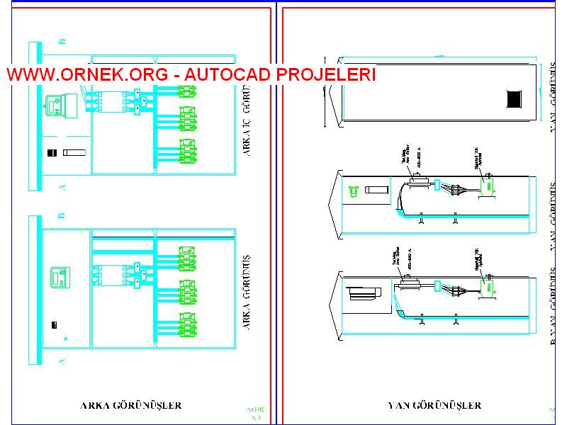 Sigortalı Yük Ayırıcılı AG Elektrik Panosu Autocad Çizimi
