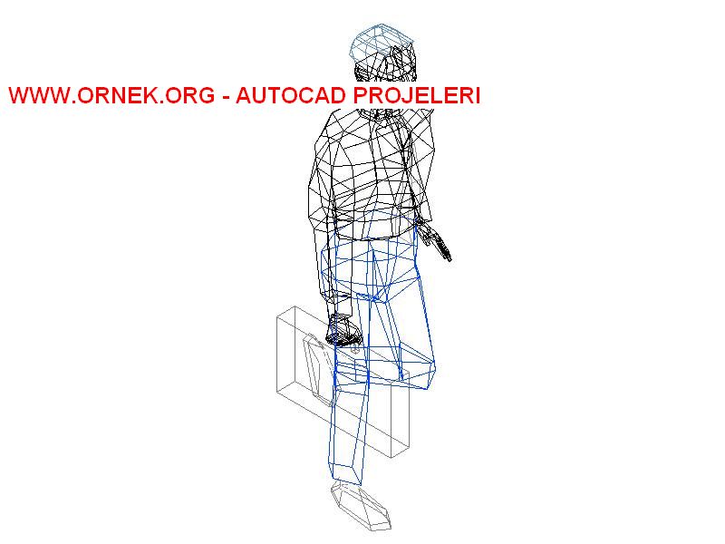 3 Boyutlu Çantalı İnsan Autocad Çizimi