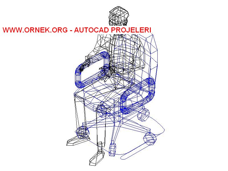 3 Boyutlu Oturan ve Çalışan İnsan Autocad Çizimi