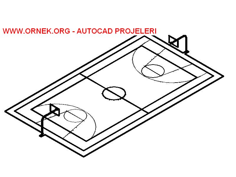 3 Boyutlu Basketbol Sahası Autocad Çizimi