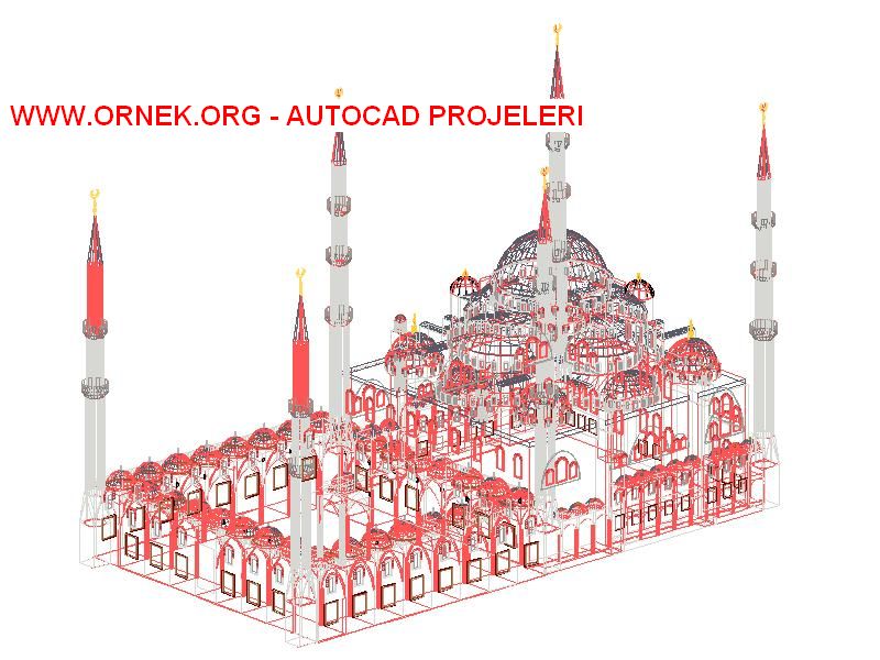 3 Boyutlu Sultan Ahmet Camii Autocad Çizimi