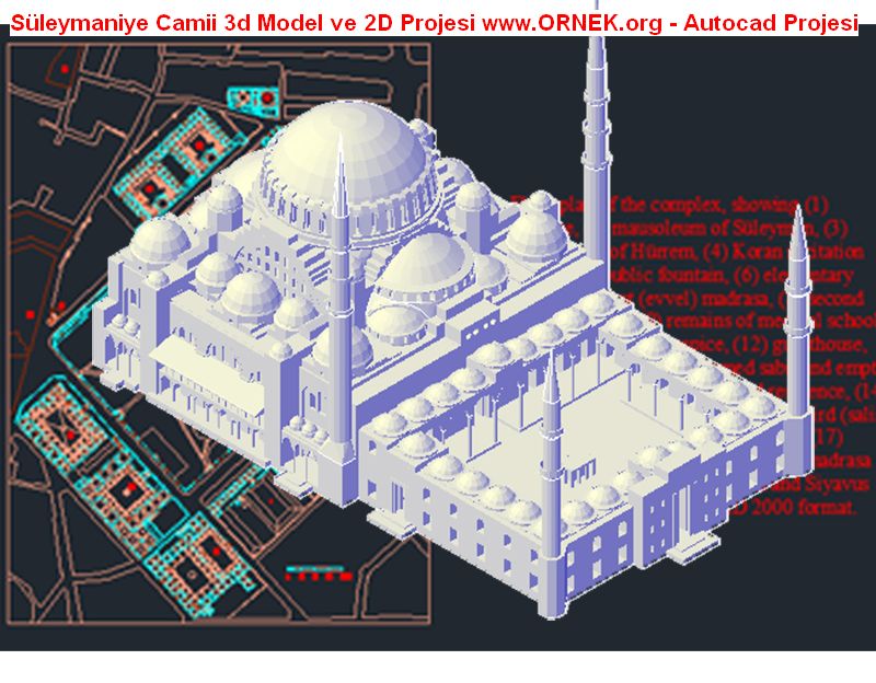 Süleymaniye Camii 3d Model ve 2D Projesi Autocad Çizimi