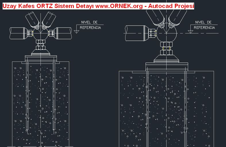 Uzay Kafes ORTZ Sistem Detayı Autocad Çizimi