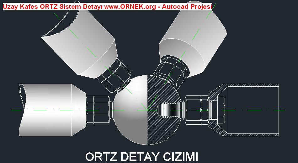 Uzay Kafes ORTZ Sistem Detayı Autocad Çizimi